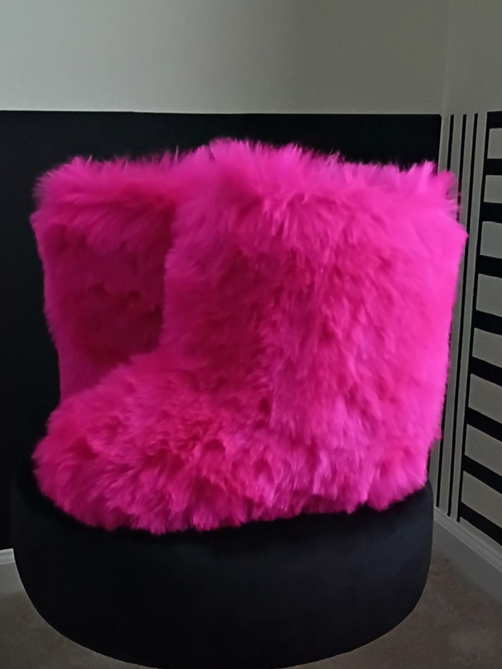 Hot Pink Fuzzy Women's Boot - Cozy Faux Fur Slip-On